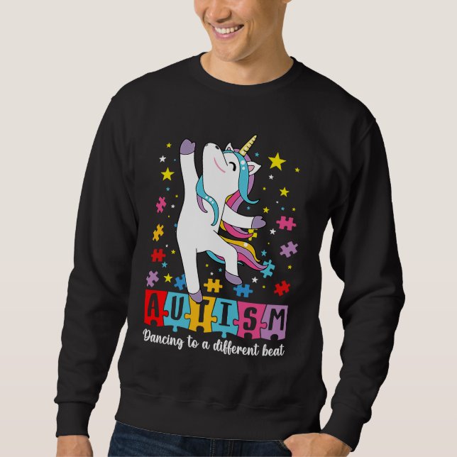 Sudadera Lindo Unicornio Haciendo Dabbing Autismo Bailando  (Anverso)