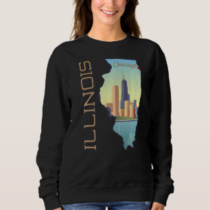 Sudadera Línea Aérea De La Ciudad De Chicago En El Mapa Est