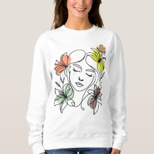 Sudadera Línea de arte facial Boho Face Art Line Vector