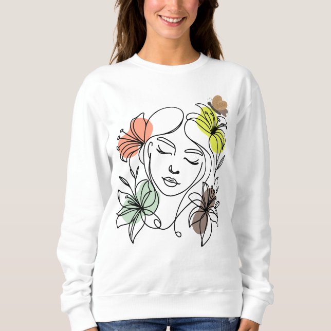 Sudadera Línea de arte facial Boho Face Art Line Vector (Anverso)