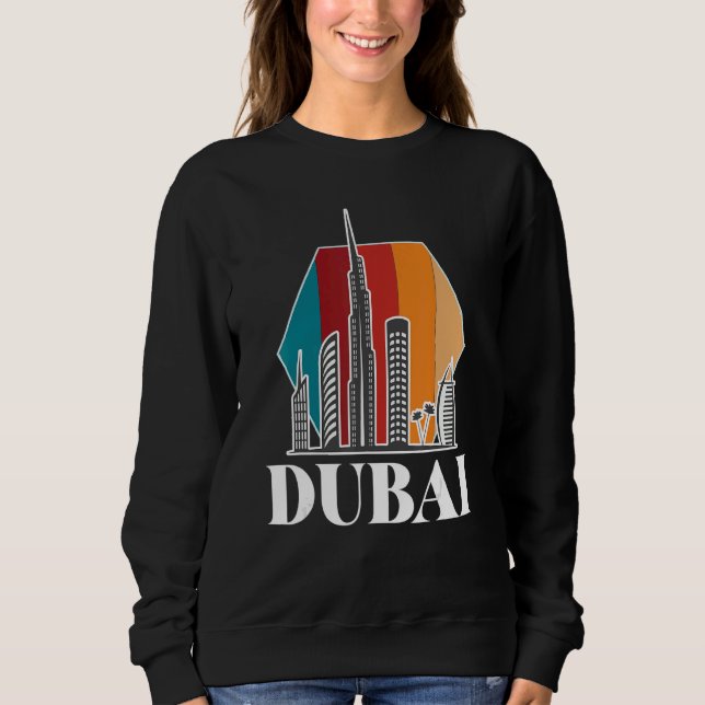 Sudadera Línea de Skyline Retro de Dubai Burj Khalifa Unite (Anverso)
