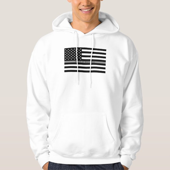 Sudadera Línea gris fina monograma de la bandera americana (Anverso)