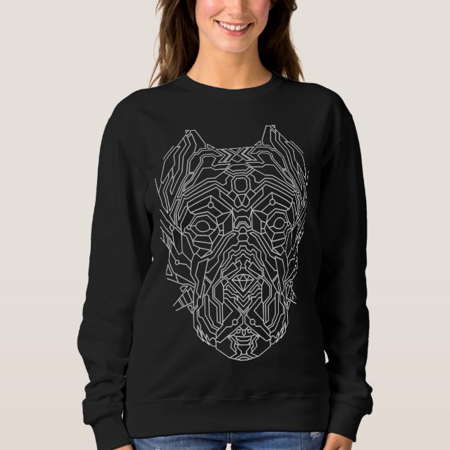 Sudadera Líneas blancas de la cabeza geométrica del perro P (Anverso)