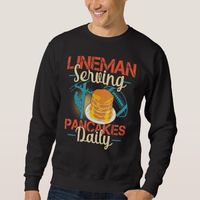 Sudadera Lineman Serving Pancakes Funny Football Player (Anverso)