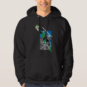 Sudadera Linterna verde con el fondo de la ciudad