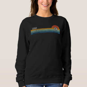 Sudadera Linz Alta Austria Retro Sunset Rainbow Synth Stri