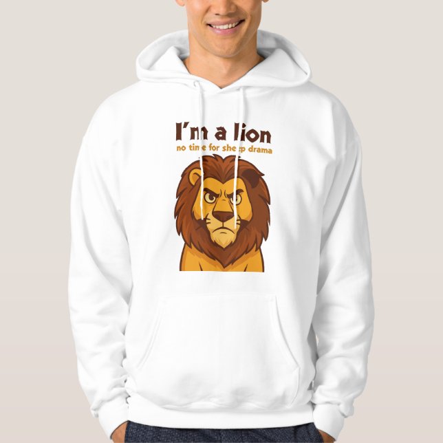 Sudadera  lion no time for sheep drama White Motivational (Anverso)