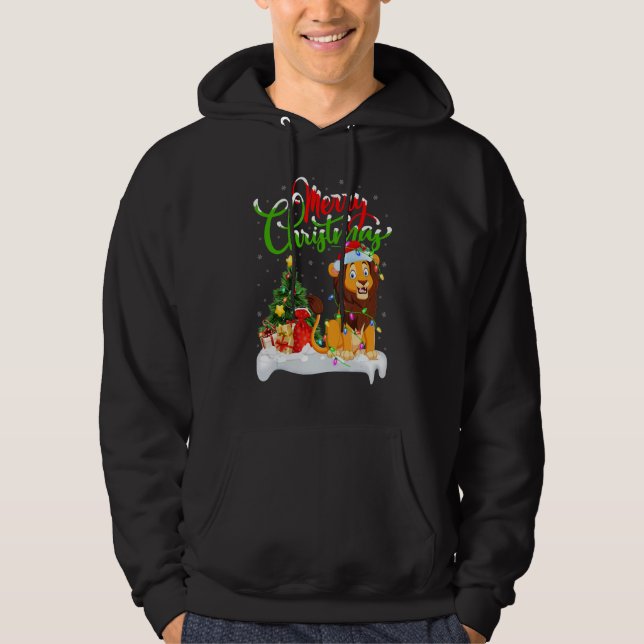 Sudadera Lion   Xmas Decorations Santa Lion Christmas (Anverso)