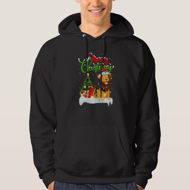 Sudadera Lion  Xmas Decorations Santa Lion Christmas (Anverso)