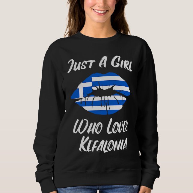 Sudadera Lips and Mouth Love Greek Flag Kefalonia (Anverso)