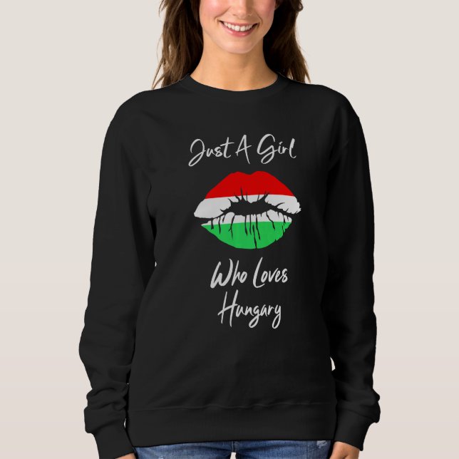 Sudadera Lips Love Women Girls Hungarian Flag Hungary (Anverso)