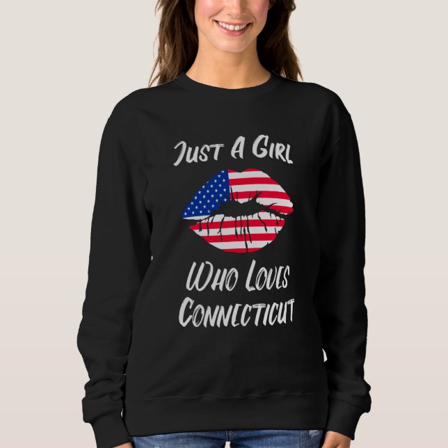 Sudadera Lips Mouth Love American Flag Connecticut (Anverso)