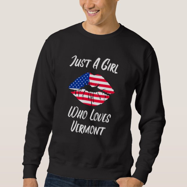 Sudadera Lips Mouth Love American Flag Vermont (Anverso)