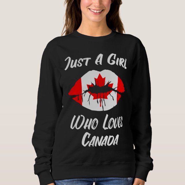 Sudadera Lips Mouth Love Canadian Flag Canada (Anverso)