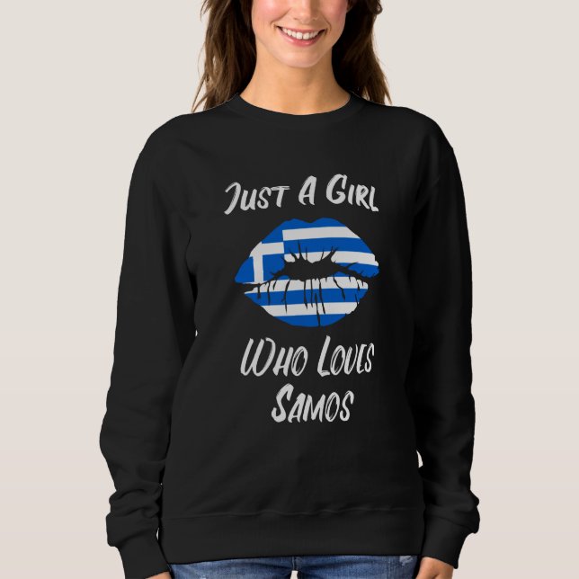 Sudadera Lips Mouth Love Greek Flag Samos (Anverso)