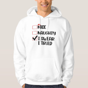 Sudadera Lista de Navidad Santa agradable travieso juro que