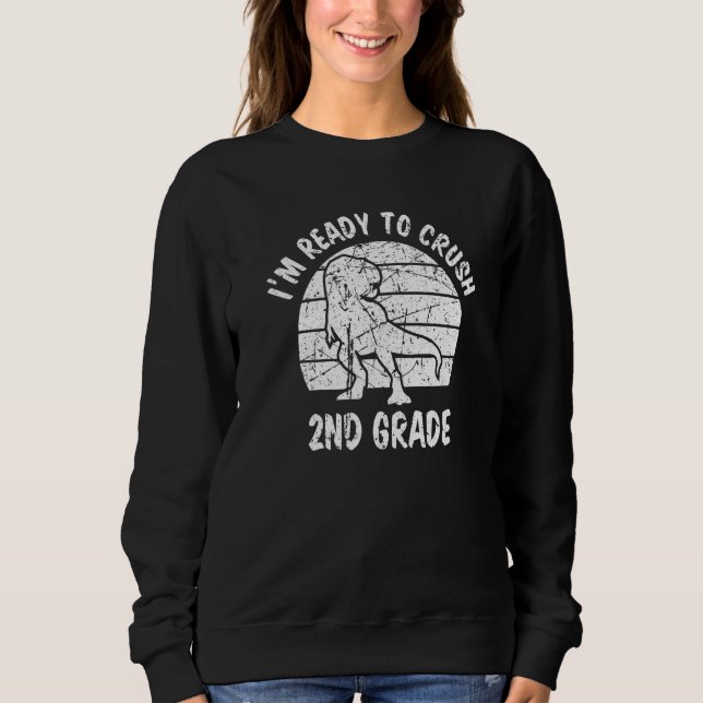 Sudadera Listo Para Aplastar a Chicos de 2do Grado Dinosaur (Anverso)