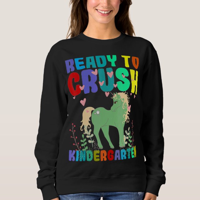 Sudadera Listo Para Aplastar A La Escuela Unicornio (Anverso)
