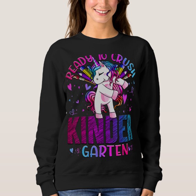 Sudadera Listo Para Aplastar A La Escuela Unicornio (Anverso)