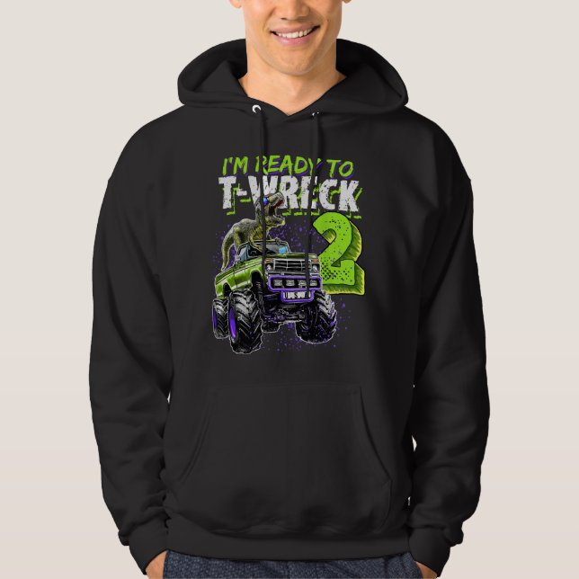 Sudadera Listo para T-Wreck 2 Camión Monstruo de Dinosaurio (Anverso)