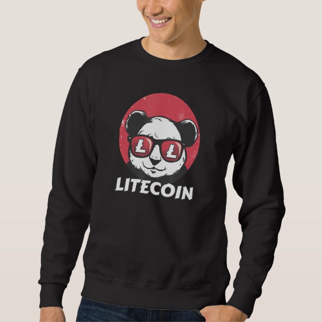 Sudadera Litecoin Ltc Cute Crypto Panda Sun Glasses Retro (Anverso)