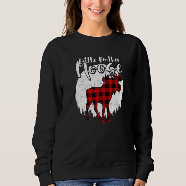 Sudadera Little Brother Moose Red Plaid Buffalo Matching Fa (Anverso)