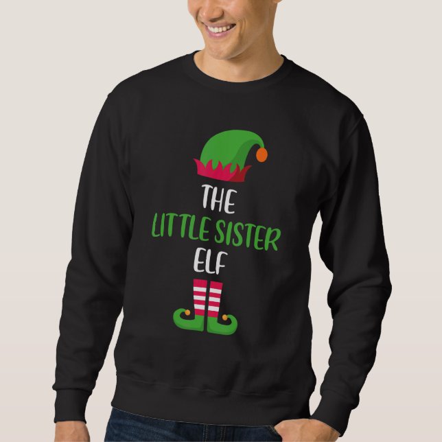 Sudadera Little Sister Elf Family Matching Group Christmas  (Anverso)
