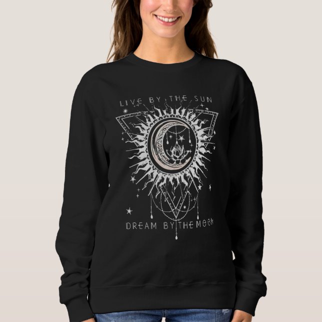 Sudadera Live By The Sun Dream By The Moon Moon Moon Boho (Anverso)