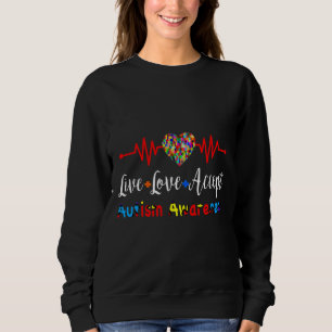 Sudadera Live Love Accept Autism Awareness Heartbeat Relaxe