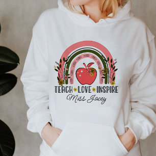 Sudadera Live Love Teach Rainbow Teacher Apreciación
