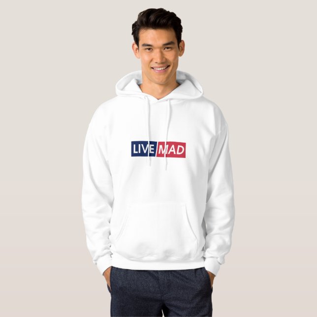 Sudadera LIVE MAD – Bold Minimal Modern Typography Design (Anverso completo)