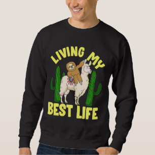 Sudadera Living My Best Life Adorable Sloth Riding Llama