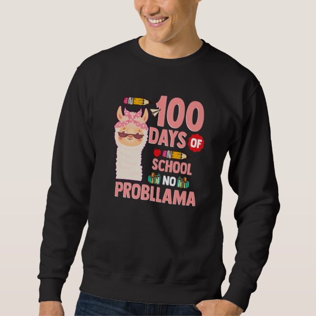 Sudadera Llama 100 Days of School Gift No Probllama Teacher (Anverso)