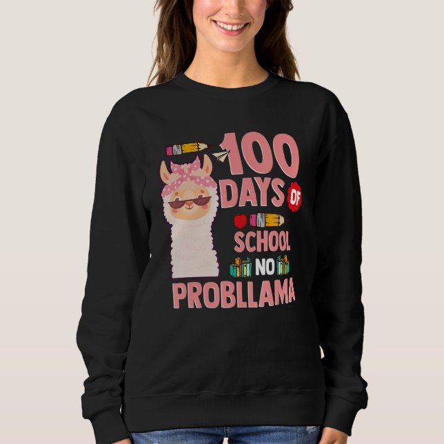 Sudadera Llama 100 Days of School Gift No Probllama Teacher (Anverso)