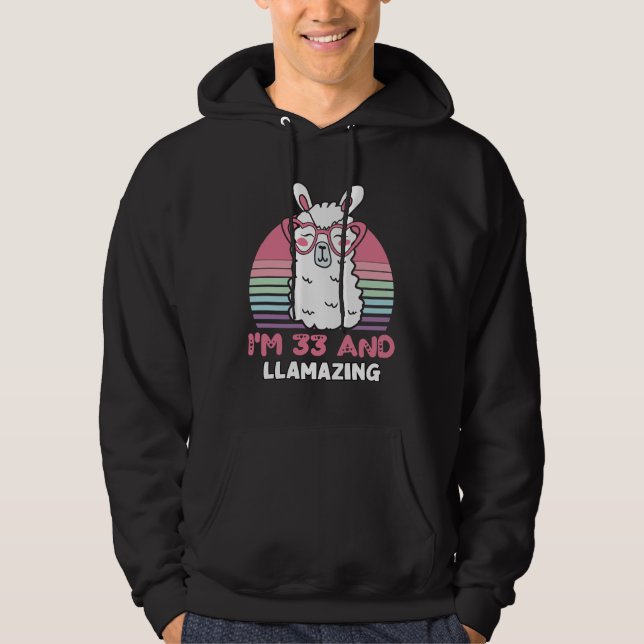 Sudadera Llama a 33 años por cumpleaños, cumpleaños de Bday (Anverso)