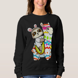 Sudadera Llama a caza de huevos conejo chiflado monta llama