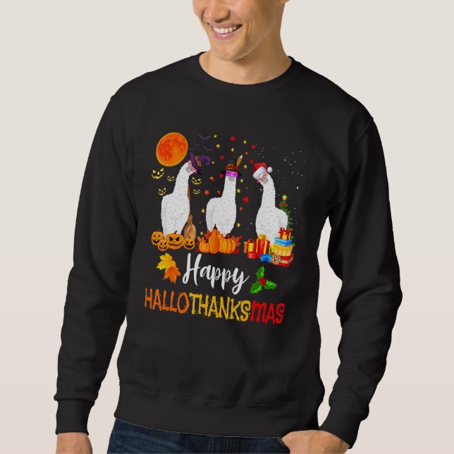 Sudadera Llama Acción de Gracias Feliz Hallothanksmas Hallo (Anverso)