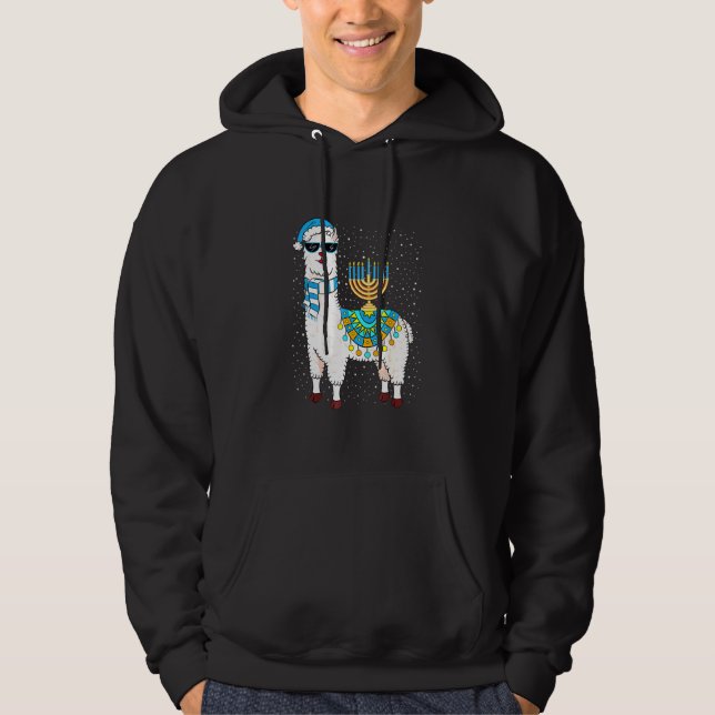 Sudadera Llama al Hanukkah Chanukah Menorah Alpaca (Anverso)