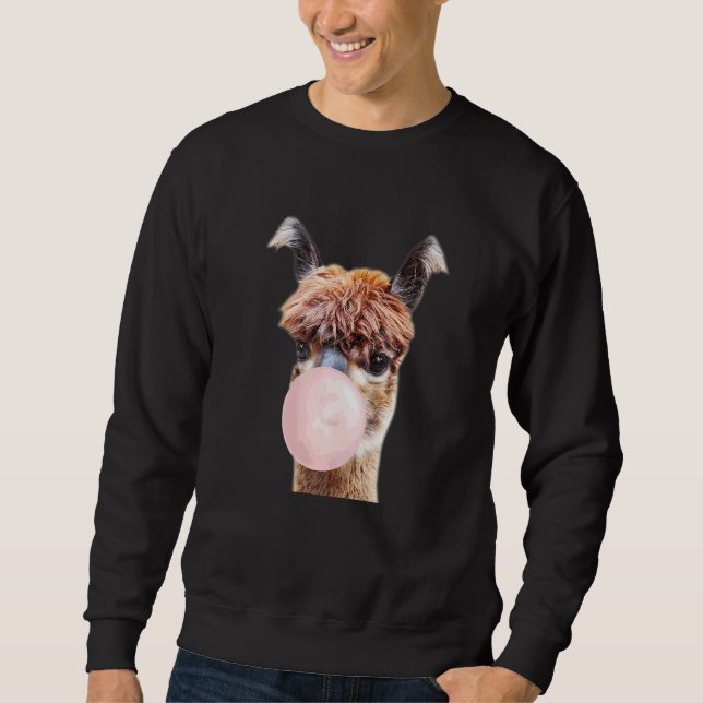 Sudadera Llama Alpaca Chicle Burbuja Granjeros De Animales  (Anverso)