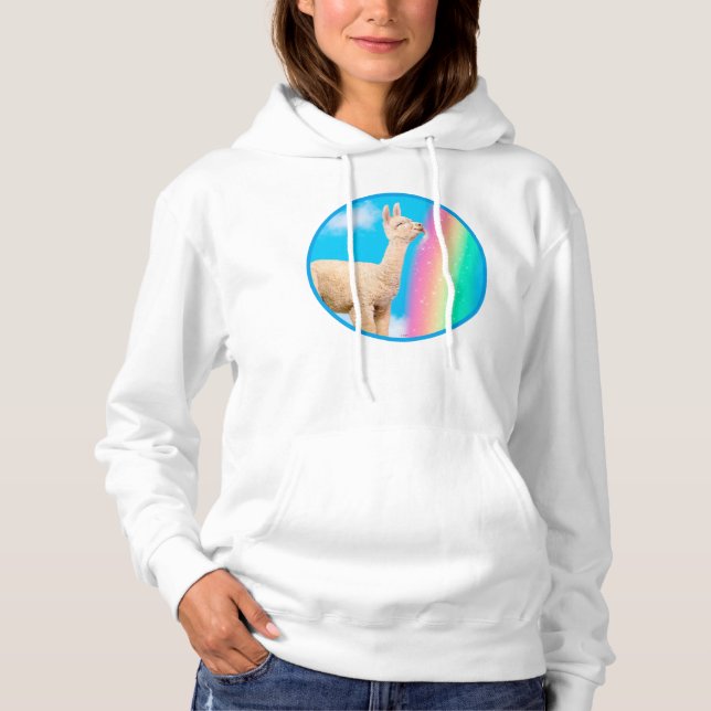 Sudadera Llama: Arcoiris golpeando (Anverso)