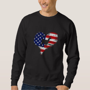 Sudadera Llama Bandera Americana Corazón Usa Orgullo Patrió