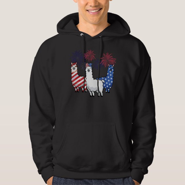 Sudadera Llama Bandera Estadounidense 4 De Julio Firework P (Anverso)