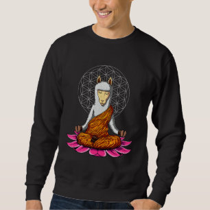 Sudadera Llama Buda Yoga Alpaca Meditación Zen Namaste Flor