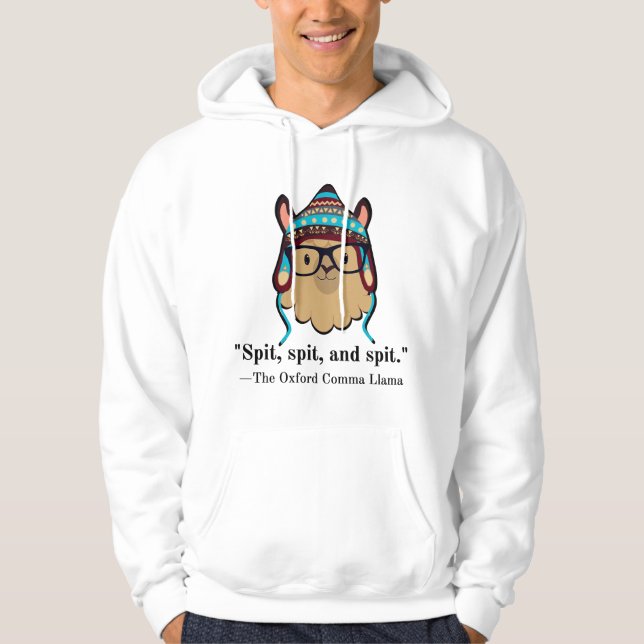 Sudadera llama coma de Oxford nerd de gramática texto negro (Anverso)