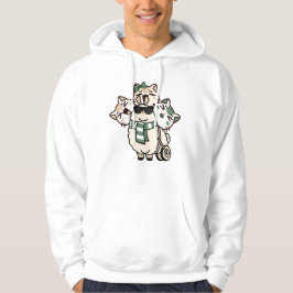 Sudadera Llama con Andador Improvisado y Amigos Gatos