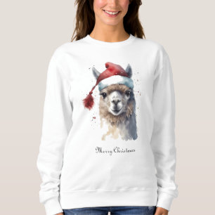 Sudadera Llama de Navidad Sombrero de Santa de Acuarela con