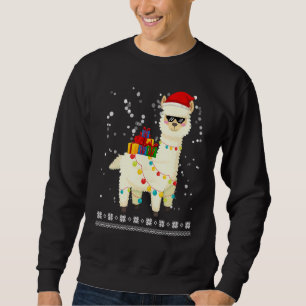 Sudadera Llama de Navidad Sombrero de Santa Feo Árbol de Na