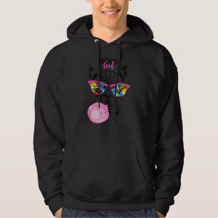 Sudadera Llama divertida con gafas de arcoíris, chicle rosa