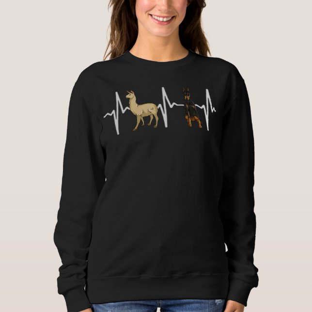Sudadera Llama Doberman Pinscher Heartbeat Dog (Anverso)