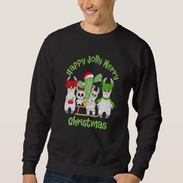 Sudadera Llama Family Men Women and Kids Cute Christmas (Anverso)